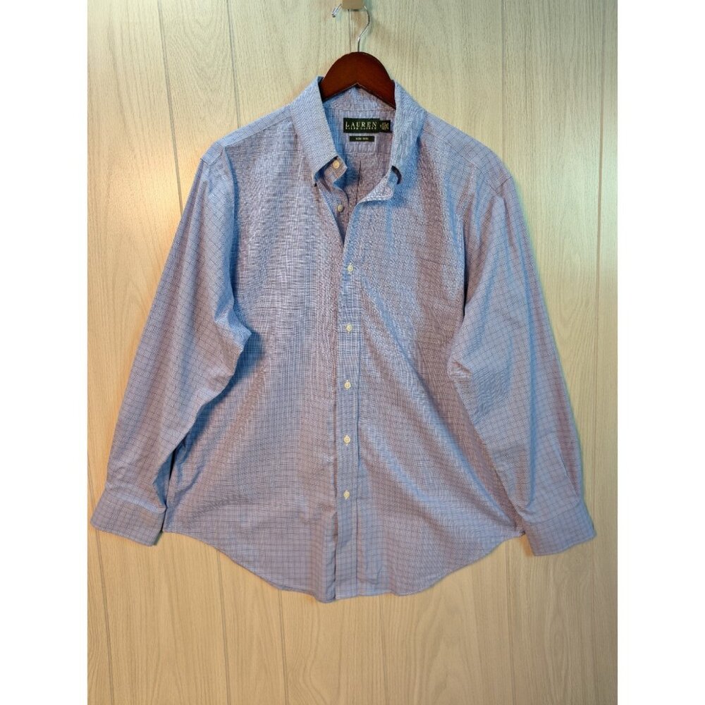 Ralph Lauren Green Label 17 34/35 Blue Pinstripe Non Iron Mens Dress Shirt